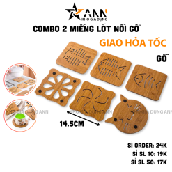 Combo 2 Miếng Lót Nồi Gỗ Cao Cấp - Đế Lót Nồi 14.5cm - MLNBG01