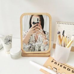 Gương Gỗ Để Bàn - Giương Trang Điểm Để Bàn - Gương Gỗ - Khớp Xoay 180 Độ 19x16cm - GGDB01