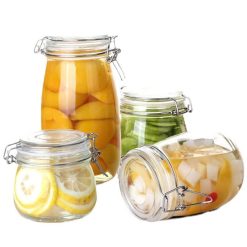 Combo 2 Hũ Thủy Tinh Tròn Nắp Cài Đựng Thực Phẩm - Lọ Thủy Tinh Đựng Đồ Khô 1200ml - 2HTT01