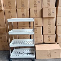 Kệ Để Đồ - Kệ 4 Tầng - Kệ Bếp - Kệ Nhựa Để Đồ Có Bánh Xe 65cmx38cmx21cm - KDD4T01