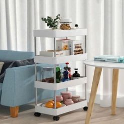 Kệ Để Đồ - Kệ 4 Tầng - Kệ Bếp - Kệ Nhựa Để Đồ Có Bánh Xe 65cmx38cmx21cm - KDD4T01