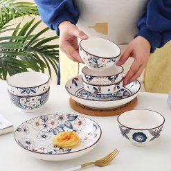 Set Bộ Quà Tặng Cao Cấp Gồm 4 Chén + 1 Dĩa + 4 Muỗng Họa Tiết Cao Cấp - BQTCDC