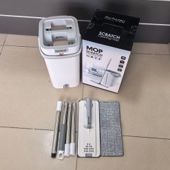 Cây Lau Nhà GOSO Plus L + 2 Miếng lau + Thùng - Cây Lau Nhà Tự Vắt Xoay 360 Độ 33×12×130cm 21×21×38cm - CLNTV01