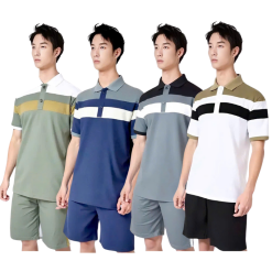 Set Bộ Nam Áo Thun Cổ Bẻ Phối Màu + Quần Short Thun Thể Thao Cao Cấp (Big Size) - SBN138