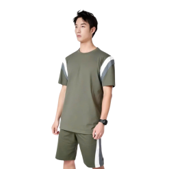 Set Bộ Nam Áo Thun Cổ Tròn Phối Sọc Màu + Quần Short Thun Thể Thao Cao Cấp (Big Size) - SBN137