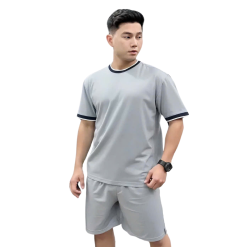 Set Bộ Nam Áo Thun Cổ Tròn Viền Cổ & Tay Áo + Quần Short Thun Thể Thao Cao Cấp (Big Size) - SBN140