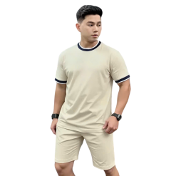 Set Bộ Nam Áo Thun Cổ Tròn Viền Cổ & Tay Áo + Quần Short Thun Thể Thao Cao Cấp (Big Size) - SBN140