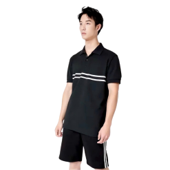 Set Bộ Nam Áo Thun Cổ Bẻ Phối Sọc Trước Ngực + Quần Short Thun (Big Size) - SBN143