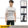 Set Bộ Nam Áo Thun Cổ Bẻ Phối Sọc Trước Ngực + Quần Short Thun (Big Size) - SBN143