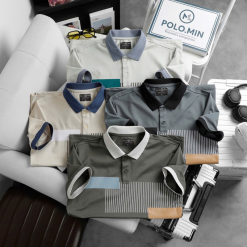 Áo Thun Nam Cổ Bẻ Họa Tiết Sọc Dọc Có Viền Bo Tay Áo (Có Size 3XL) - CS247