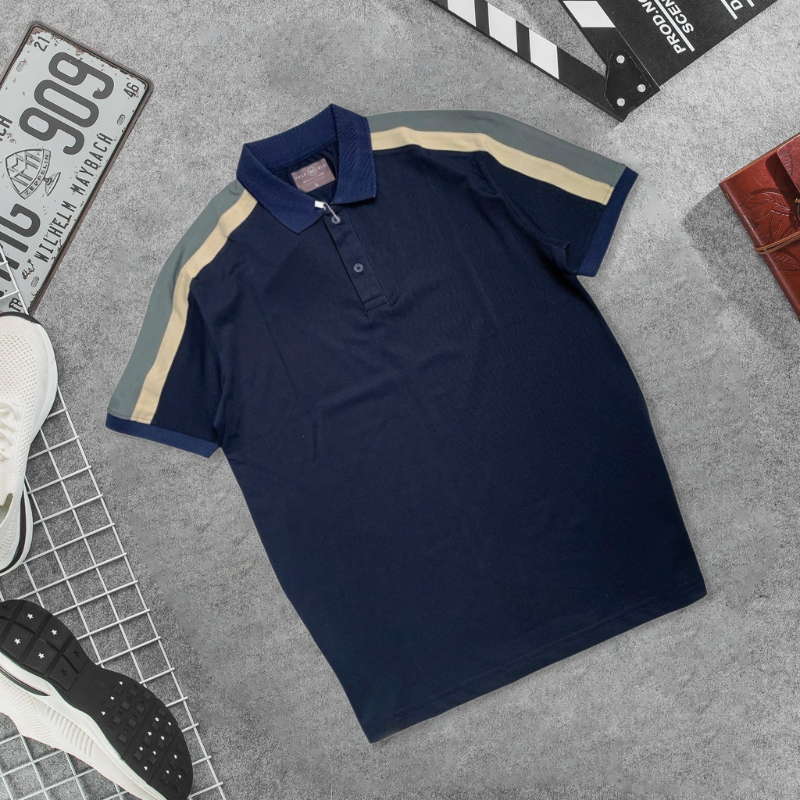 Áo Thun Nam Cổ Bẻ Phối Sọc Tay Áo (Có Size 3XL) Áo Thun Nam Cổ Bẻ Phối Sọc Tay Áo (Có Size 3XL)