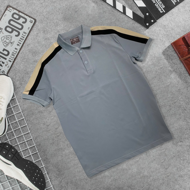 Áo Thun Nam Cổ Bẻ Phối Sọc Tay Áo (Có Size 3XL) Áo Thun Nam Cổ Bẻ Phối Sọc Tay Áo (Có Size 3XL)