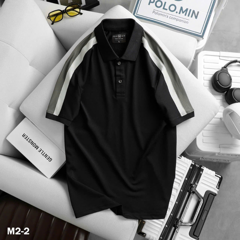 Áo Thun Nam Cổ Bẻ Phối Sọc Tay Áo (Có Size 3XL) Áo Thun Nam Cổ Bẻ Phối Sọc Tay Áo (Có Size 3XL)