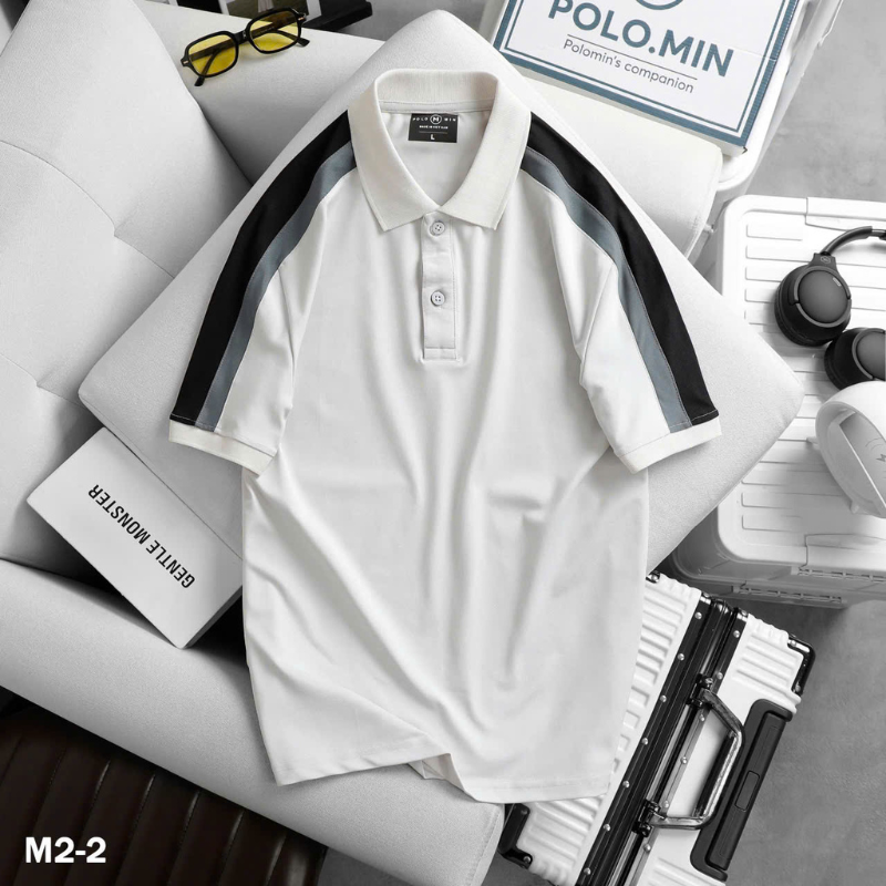 Áo Thun Nam Cổ Bẻ Phối Sọc Tay Áo (Có Size 3XL) Áo Thun Nam Cổ Bẻ Phối Sọc Tay Áo (Có Size 3XL)