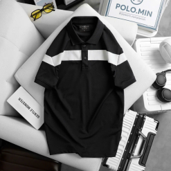 Áo Thun Nam Cổ Bẻ Họa Tiết Sọc Ngang Trước Ngực Bền Đẹp (Có Size 3XL) - CS250