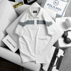 Áo Thun Nam Cổ Bẻ Họa Tiết Sọc Ngang Trước Ngực Bền Đẹp (Có Size 3XL) - CS250