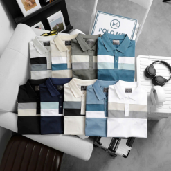 Áo Thun Nam Cổ Bẻ Phối Hai Sọc Ngang Trước Ngực Trẻ Trung (Có Size 3XL) - CS256