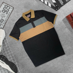 Áo Thun Nam Cổ Bẻ Họa Tiết Hai Sọc Viền Bo Tay Áo Bền Đẹp (Có Size 3XL) - CS257