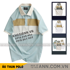 Áo Thun Nam Cổ Bẻ Họa Tiết Hai Sọc Viền Bo Tay Áo Bền Đẹp (Có Size 3XL) - CS257