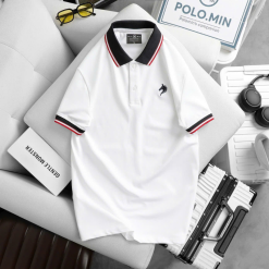 Áo Thun Nam Cổ Bẻ Thêu Logo Con Ngựa Viền Bo Tay Áo Bền Đẹp - CS258