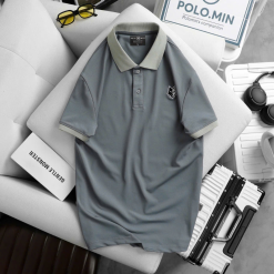 Áo Thun Nam Cổ Bẻ Thêu Logo Hình Con Sói Và Viền Bo Tay Áo (Có Size 3XL) - CS259