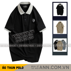 Áo Thun Nam Cổ Bẻ Thêu Logo Hình Con Sói Và Viền Bo Tay Áo (Có Size 3XL) - CS259