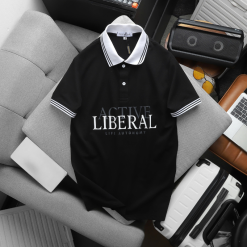 Áo Thun Nam Cổ Bẻ In Chữ Và Phối Sọc Viền Độc Đáo Big Size - CS269