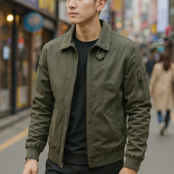 Áo Khoác Kaki Dày Lót Dù Nam Cổ Bẻ Có Túi Trong Cao Cấp Big Size - AK093