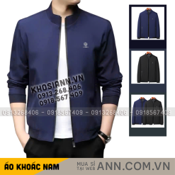 Áo Khoác Dù Nam Cổ Trụ Trong Lót Dù Sọc Có Túi Trong Cao Cấp - AK095