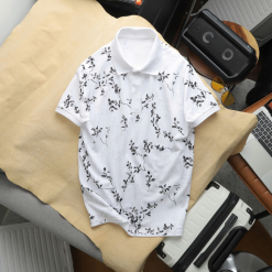 Áo Thun Nam Cổ Bẻ In Họa Tiết Lá Độc Đáo Big Size - CS271