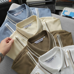 Áo Thun Polo Nam - Áo Thun Nam Cổ Bẻ Phối Sọc Cổ Và Tay Trước Ngực Thêu Logo Bền Đẹp Có Big Size - CS274