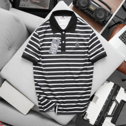 Áo Thun Polo Nam - Áo Thun Nam Phối Sọc Thêu Logo Trước Ngực Trẻ Trung Bigsize - CS278