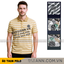 Áo Thun Polo Nam - Áo Thun Nam Phối Sọc Thêu Logo Trước Ngực Trẻ Trung Bigsize - CS278