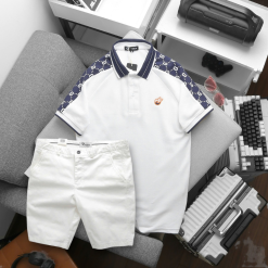 Set Bộ Nam Áo Thun Polo Logo Trước Ngực & Phối Họa Tiết Chữ G & Quần Short Kaki Bền Đẹp Có Big Size - SBN148