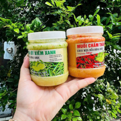 Set 2 Hộp Muối Chấm Thơm Ngon 500g - Muối Chấm Thần Thánh Đỏ & Muối Ớt Xiêm Xanh - S2HMC500G