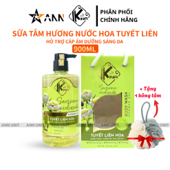 Sữa Tắm Kina Hương Nước Hoa Tuyết Liên 900ml - Hỗ Trợ Cấp Ẩm Dưỡng Sáng Da Mịn Màng - Tặng Kèm 1 Bông Tắm - 8938527651288