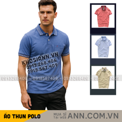 Áo Thun Nam Polo Cổ Bẻ Thêu Chữ A Phối Có Túi Thun Cotton - CS284