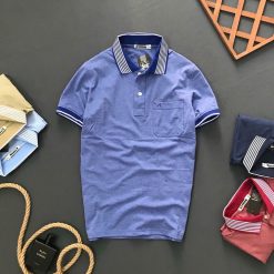 Áo Thun Nam Polo Cổ Bẻ Thêu Chữ A Phối Có Túi Thun Cotton - CS284