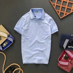 Áo Thun Nam Polo Cổ Bẻ Thêu Chữ A Phối Có Túi Thun Cotton - CS284