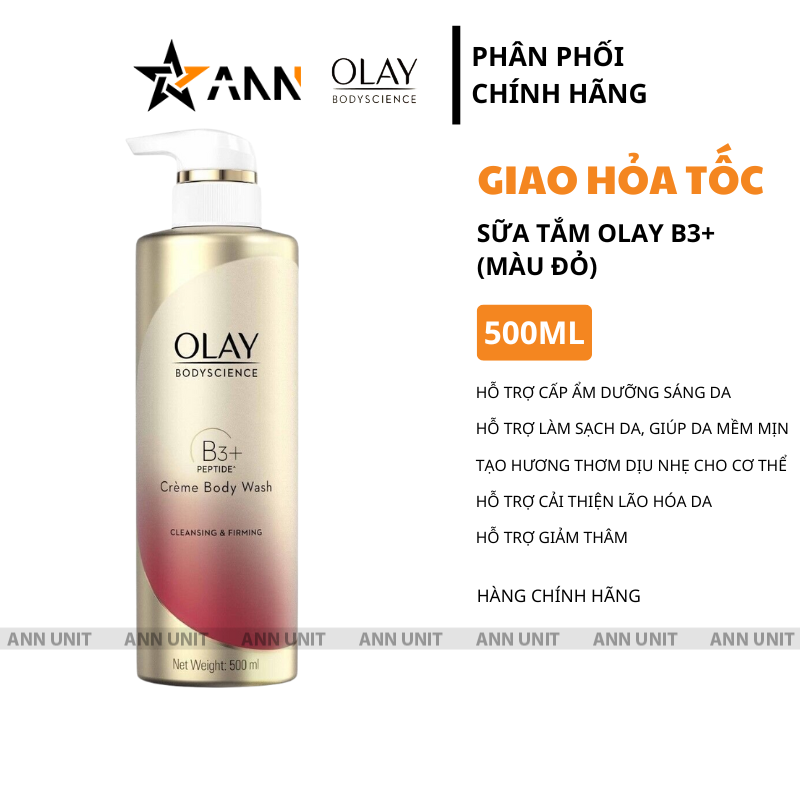 Sữa Tắm Dưỡng Sáng Da Olay B3+ Vitamin C Màu Đỏ 500ml Sữa Tắm Dưỡng Sáng Da Olay B3+ Vitamin C Màu Đỏ 500ml