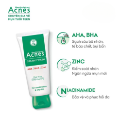 Sữa Rửa Mặt Mentholatum Acnes Creamy Wash 100g - Sữa Rửa Mặt Acnes Dành Cho Da Dầu Nhờn - 8935006530966