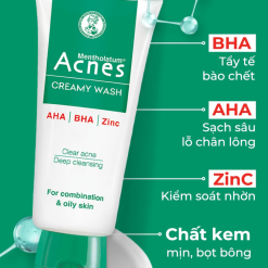 Sữa Rửa Mặt Mentholatum Acnes Creamy Wash 100g - Sữa Rửa Mặt Acnes Dành Cho Da Dầu Nhờn - 8935006530966