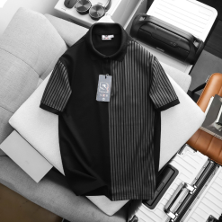 Áo Thun Polo Nam Phối Sọc Dọc Trước Ngực Và Tay Áo BigSize Từ 50-90kg - CS289