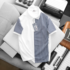 Áo Thun Polo Nam Phối Sọc Dọc Trước Ngực Và Tay Áo BigSize Từ 50-90kg - CS289