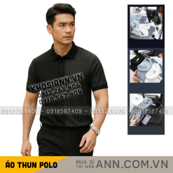 Áo Thun Polo Nam Phối Sọc Dọc Trước Ngực Và Tay Áo BigSize Từ 50-90kg - CS289