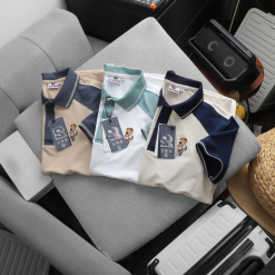 Áo Thun Polo Nam Phối Màu Và In Hình Gấu Trước Ngực BigSize Từ 50-90kg - CS287