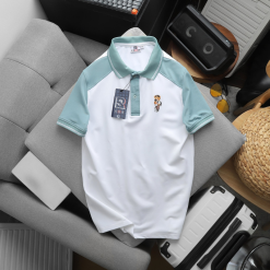 Áo Thun Polo Nam Phối Màu Và In Hình Gấu Trước Ngực BigSize Từ 50-90kg - CS287