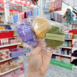 Hộp 3 Miếng Bông Mút Rửa Mặt Bọt Biển Amortals (Có Chữ) - BMAMORTALS