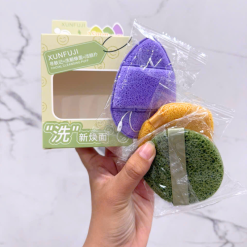 Hộp 3 Miếng Bông Mút Rửa Mặt Bọt Biển Xunfuji (Không Chữ) - 6975008752241