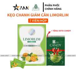 Kẹo Chanh Hỗ Trợ Giảm Mỡ Limorlim Ez Beauty Hộp 7 Viên - Tặng 1 Deto Candy - KCLIMORLIM